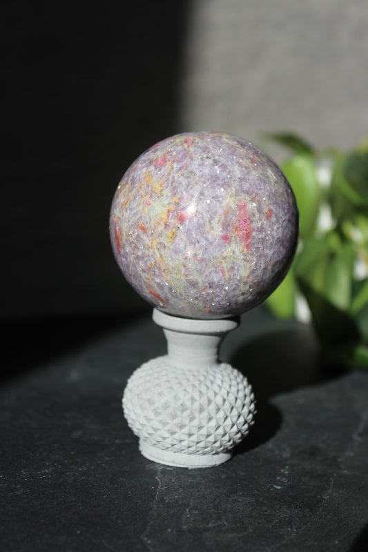 Unicorn Stone Sphere | Lepidolite, Pink Tourmaline, Smoky Quartz, Cleavelandite Sphere | Pegmatite Sphere | Crystal Ball | Tons of Soul