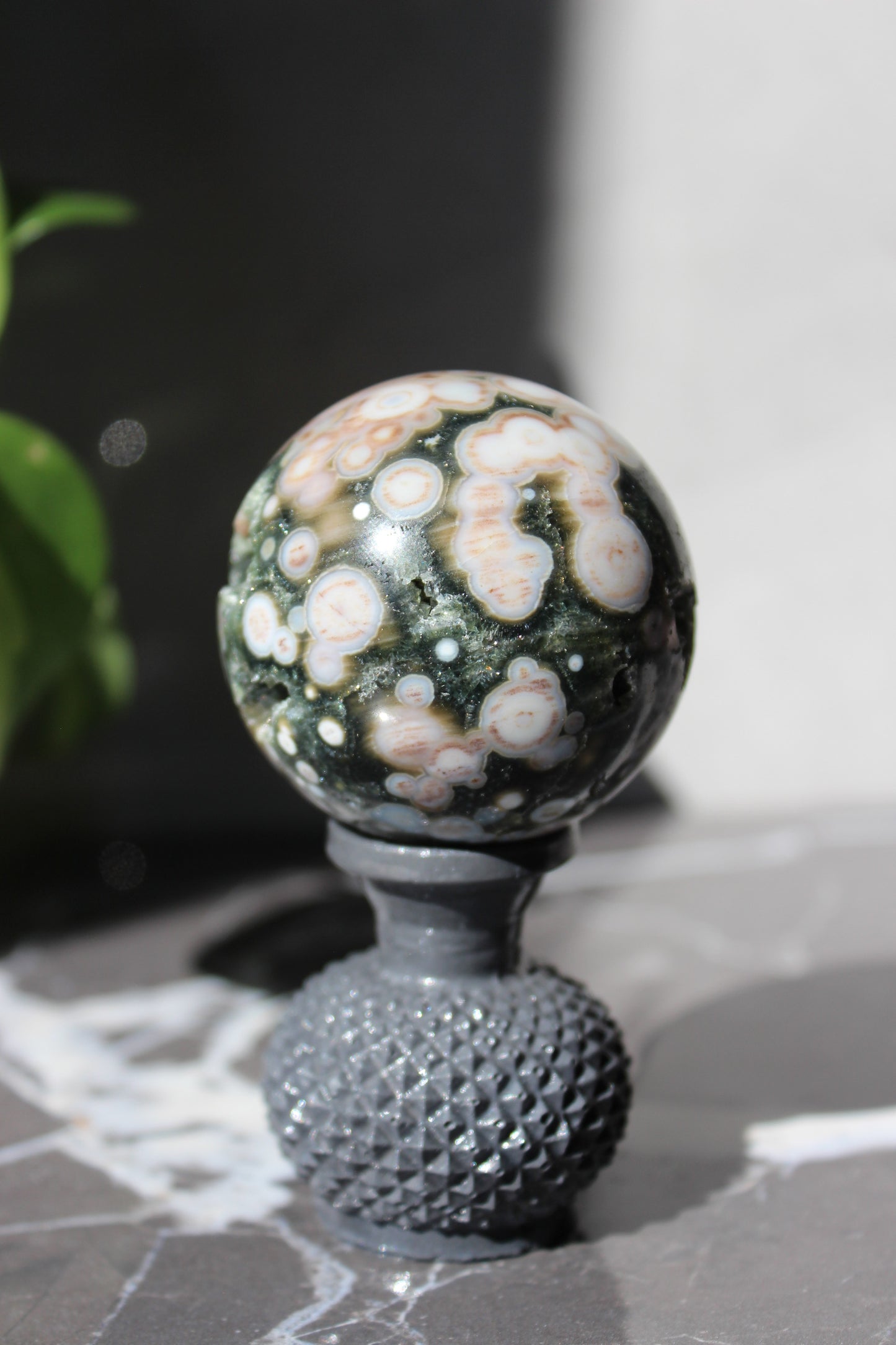 Beautiful High Grade Druzy Ocean Jasper Sphere | Crystal Ball | Tons of Soul Crystals