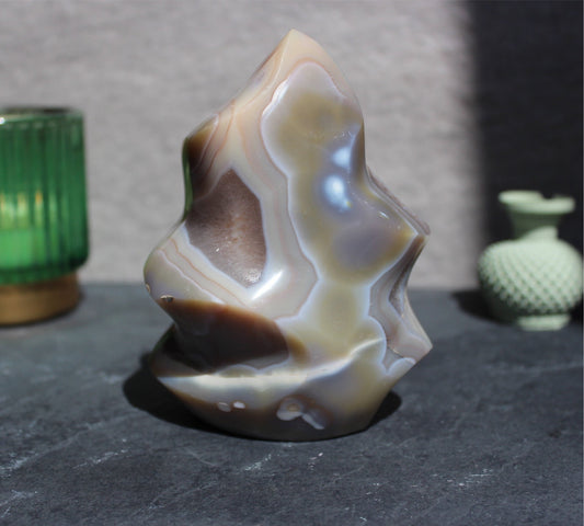 Beautiful Agate Flame | Brown Orca Agate Flame | Tons of Soul