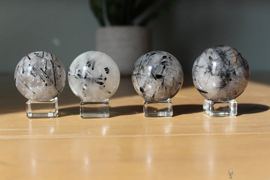 Tourmalated Quartz Spheres | Black Tourmaline Quartz Sphere | Tons of Soul