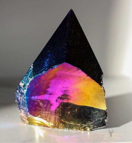 Aura Obsidian Polished Top, Raw Sides Point