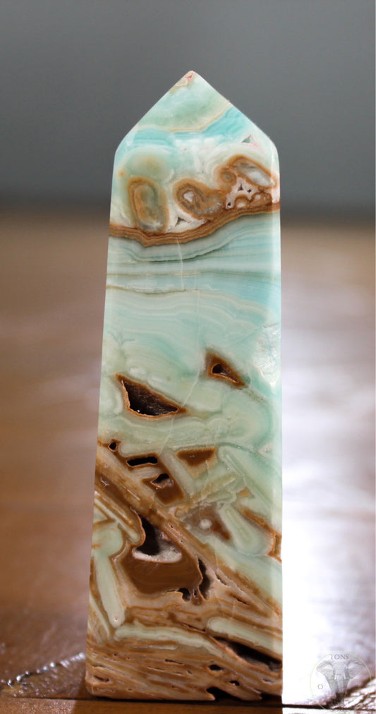 Blue Aragonite / Caribbean Calcite Obelisk (3)