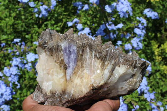 Dogtooth Calcite with Purple Fluorite Specimen