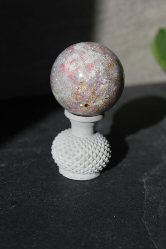 Unicorn Stone Sphere | Lepidolite, Pink Tourmaline, Smoky Quartz, Cleavelandite Sphere | Pegmatite Sphere | Crystal Ball | Tons of Soul