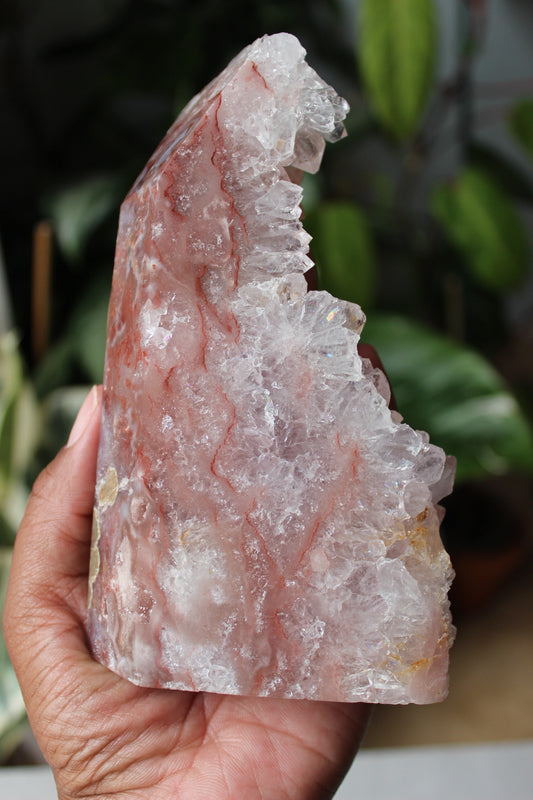 Extra Grade Druzy Pink Amethyst with Red Banding Tower Freeform | Crystal Tower Freeform | Tons of Soul Crystals