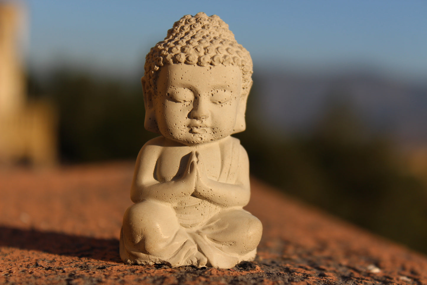 Colorful Buddha Figurine | Concrete Anjali Buddha | Namaste Figurine