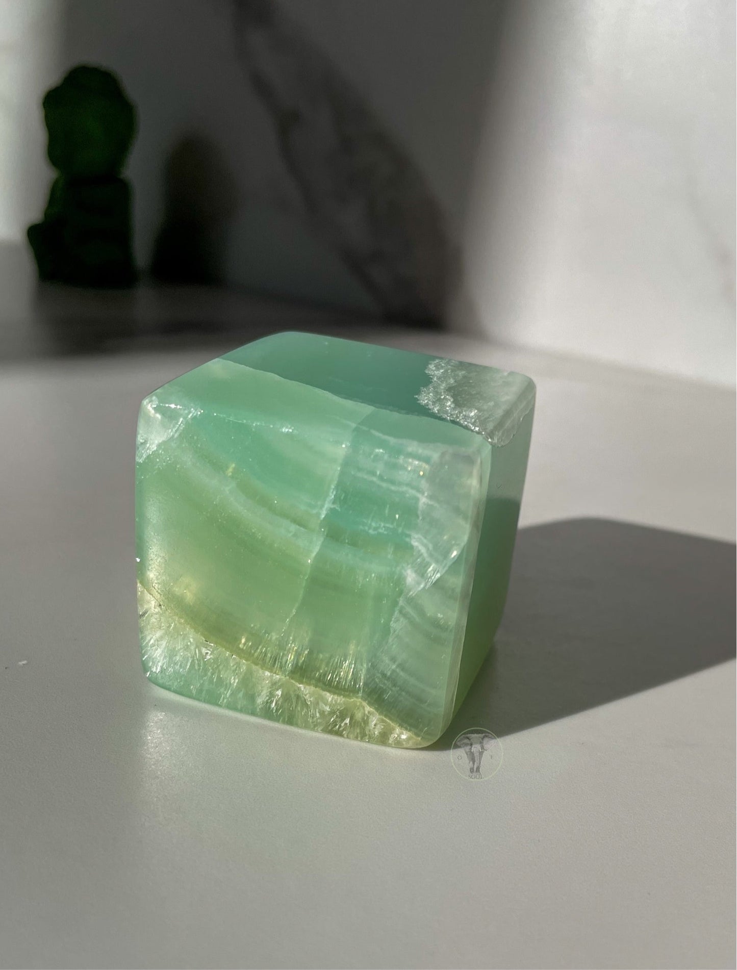 Pistachio Calcite Tilting Cube | B