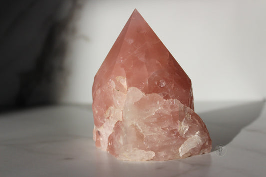 Rose Quartz Polished Top, Raw Sides Point (#3)