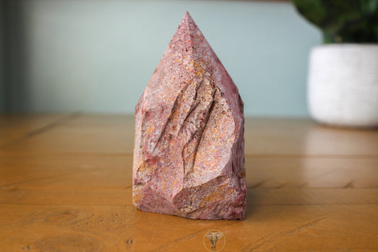 Ocean Jasper Polished Top, Raw Sides Point (#3)