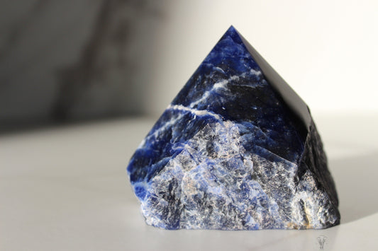 Sodalite Polished Top, Raw Sides Point (#2)