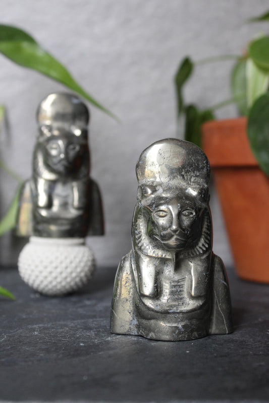Pyrite Sekhmet Goddess Statue | Egyptian Goddess | Warrior and Healing Goddess | Tons of Soul