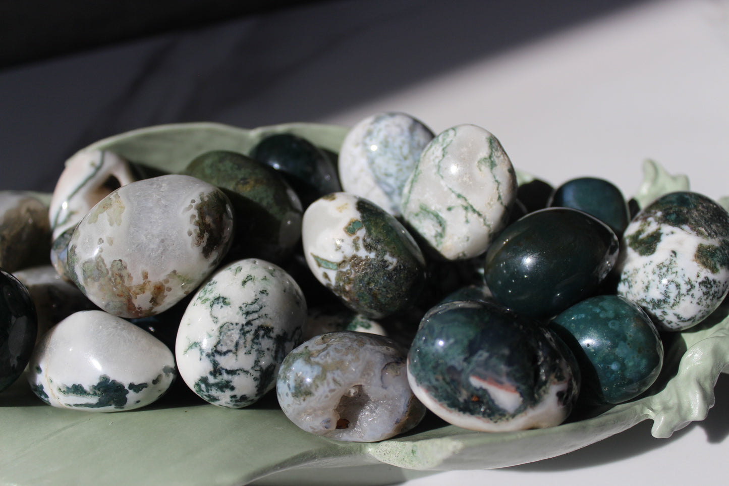 Moss Agate Tumbled Stone | Crystal Tumbled Stone | Tons of Soul Crystals