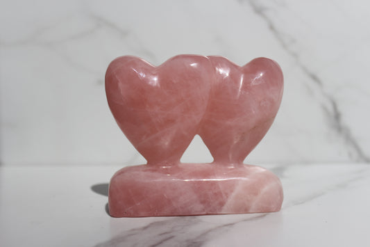 Self Standing Double Heart Rose Quartz | Rose Quartz