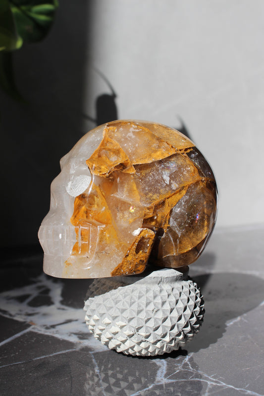 High Grade Golden Healer Skull | Crystal Skull | Crystal Carving | Tons of Soul
