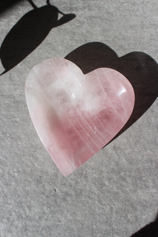 Rose Quartz Heart Shaped Bowl | Rose Quartz Trinket Dish | Tons of Soul