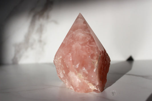 Rose Quartz Polished Top, Raw Sides Point (#1)